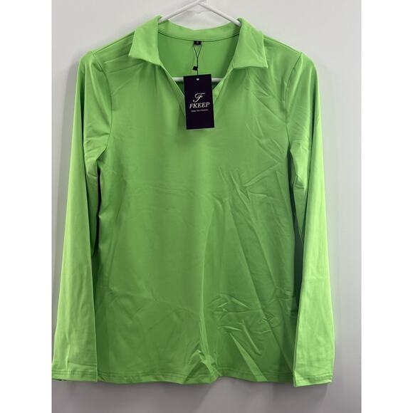 FKEEP Women's Tennis Golf Shirt Long Sleeved Top Sport Activewear V-Neck Sz S. - Picture 1 of 12